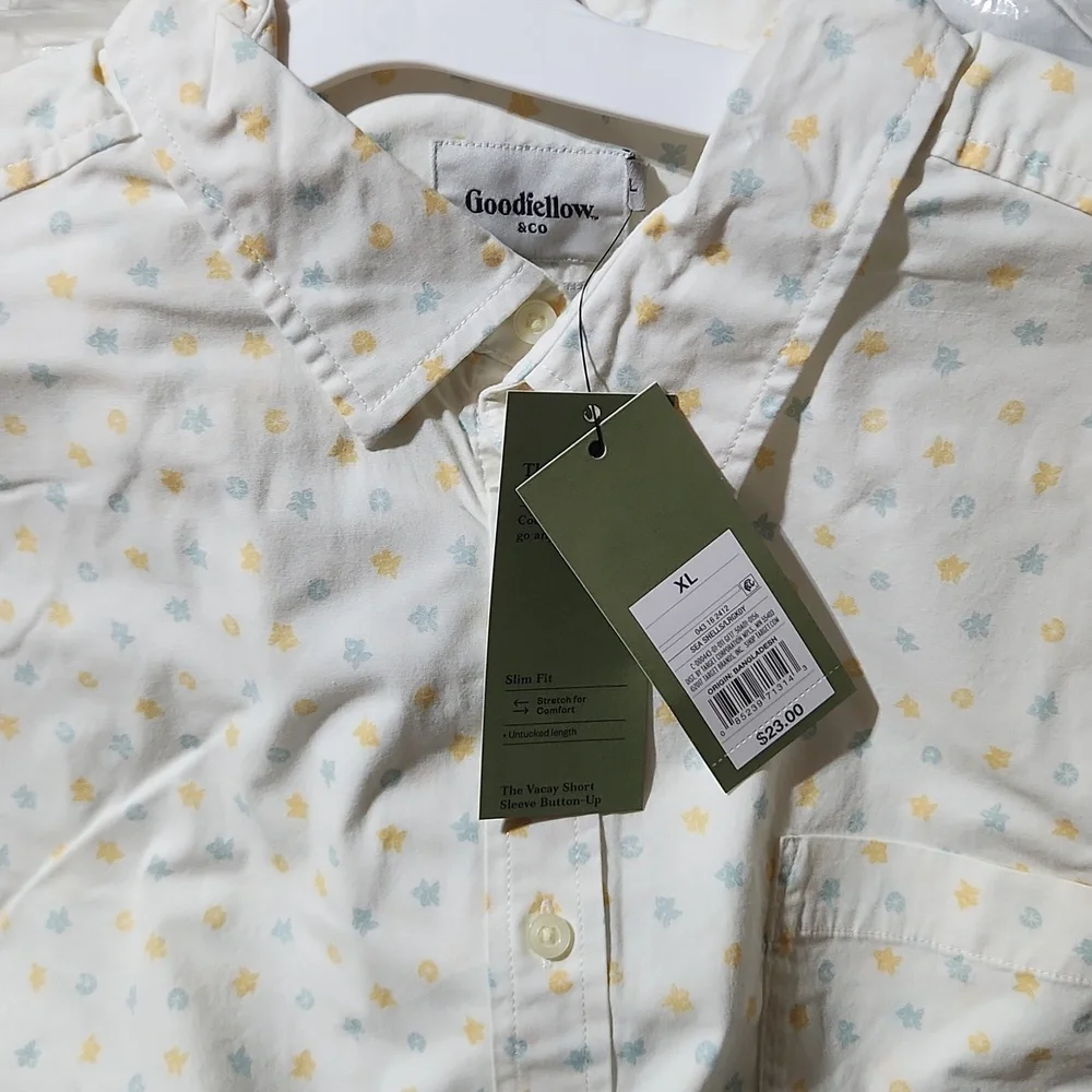 Goodfellow & Co White and Yellow Patterned Shirt - Picture 2 of 3